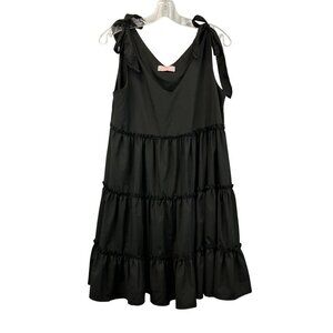 C+D+M Collection A-Line Tiered Tie Straps Dress Black Size Small Knee Length New